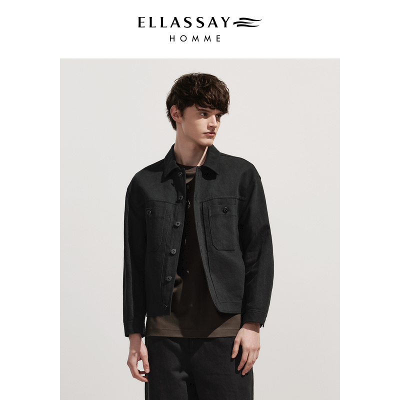 ELLASSAY歌力思男装牛仔吸汗进口和纸棉长袖牛仔外套EME341T02500