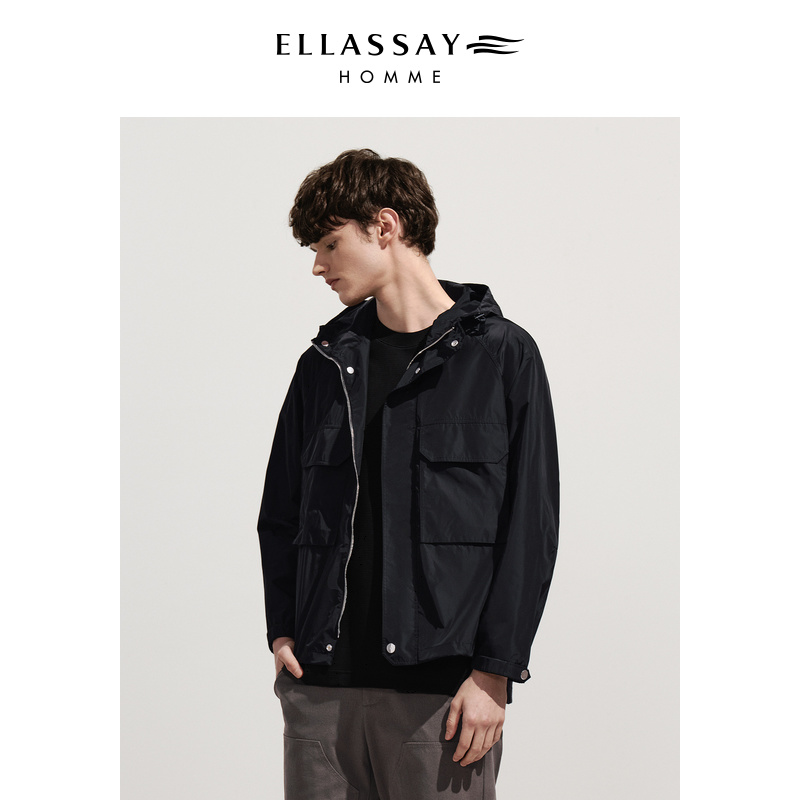 ELLASSAY歌力思男装登山零压轻薄舒适大口袋连帽外套EME341T02600