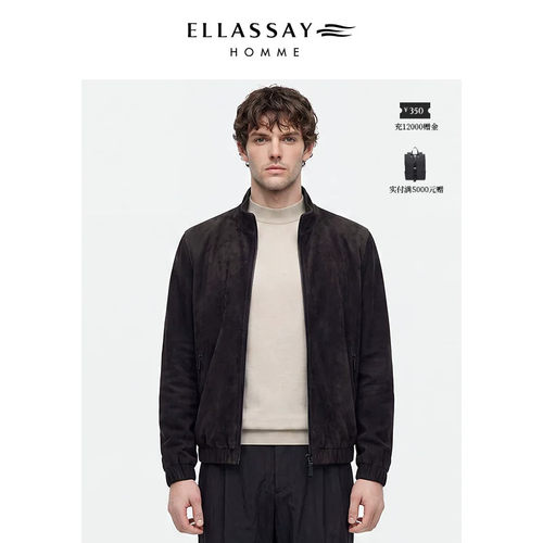ELLASSAYHOMME立领高端商务皮衣