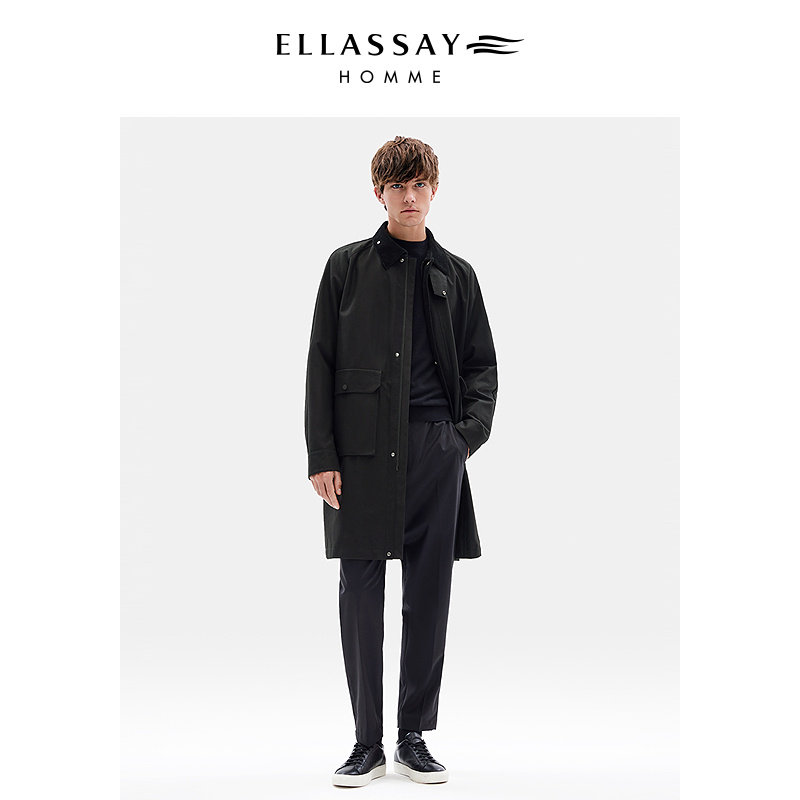 ELLASSAY歌力思男装秋冬款全棉中长款零压廓形风衣EME353F00900