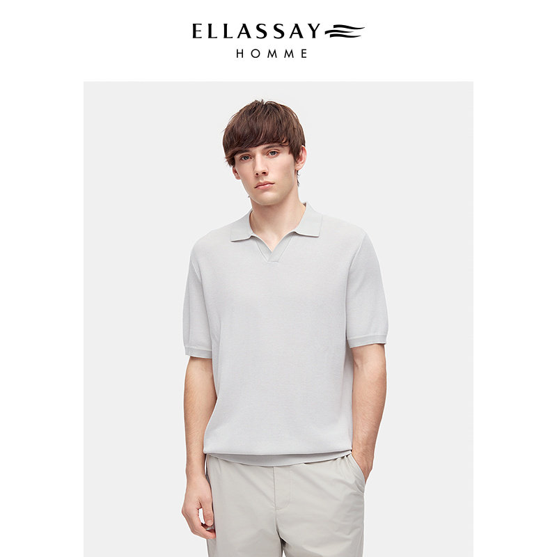ELLASSAY歌力思男装26春夏醋酸棉复古撞色针织短袖EME372M03300