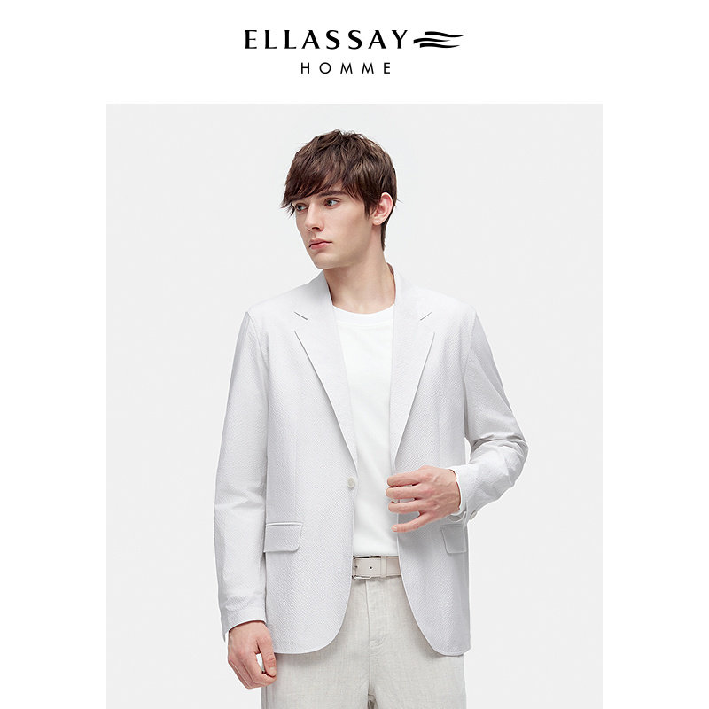 ELLASSAY歌力思男装26年新款泡泡纱弹力挺阔西装外套EME371T00400