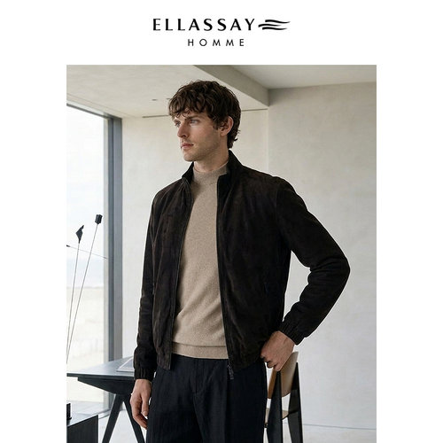 ELLASSAY歌力思男装男士绵羊皮立领皮衣26秋季新款高端商务夹克