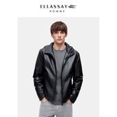ELLASSAY歌力思男装 25新款 绵羊皮连帽皮羽绒皮衣外套EME371X00100