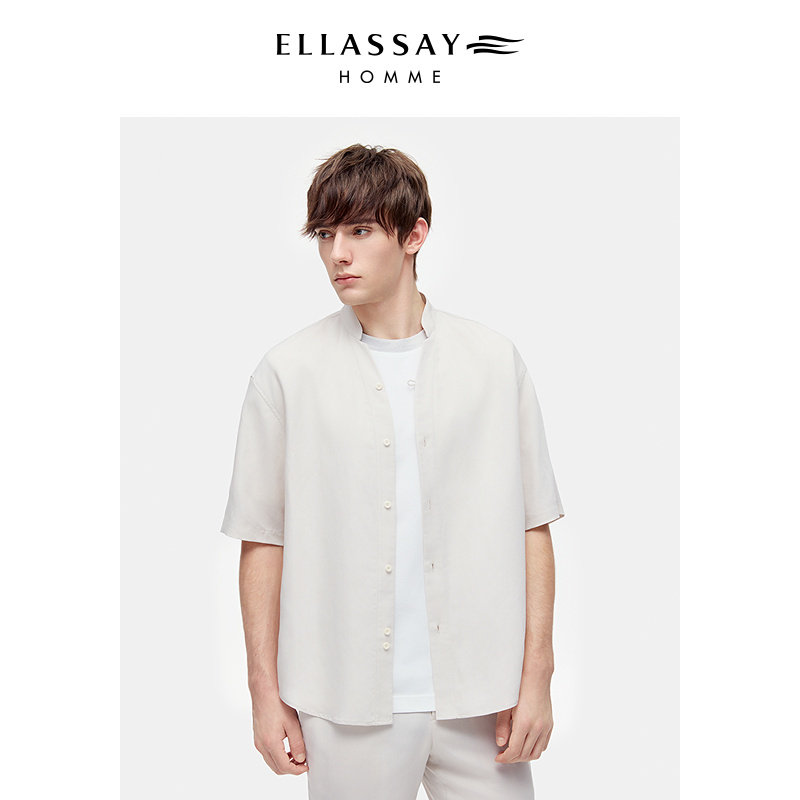 ELLASSAY歌力思男士天丝短袖衬衫