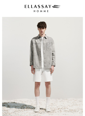 ELLASSAY歌力思男装灰色盐浸水洗牛仔长袖外套男EME341T04900