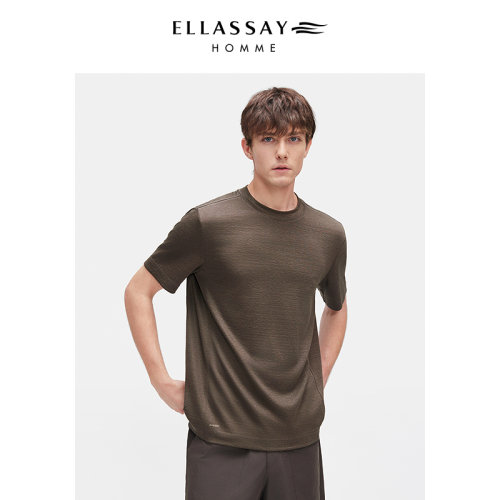 ELLASSAY歌力思男装25秋季亚麻圆领T恤凉感透气短袖EME363Z01500