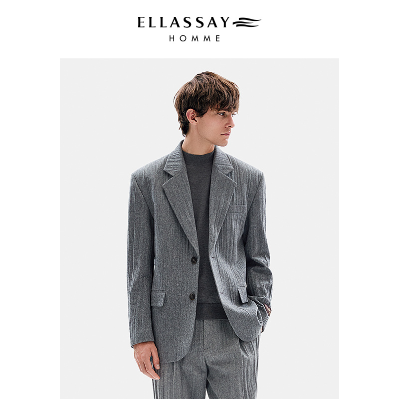 ELLASSAY歌力思男新款VBC高定面料法兰绒商务西服EME353T01200