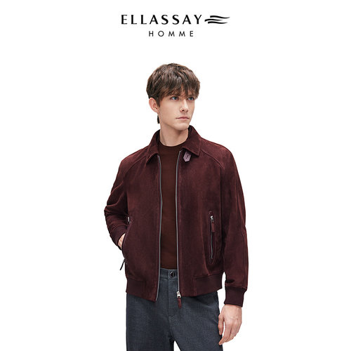 ELLASSAY歌力思男装25年秋冬土耳其进口哈灵顿皮衣EME364X00600