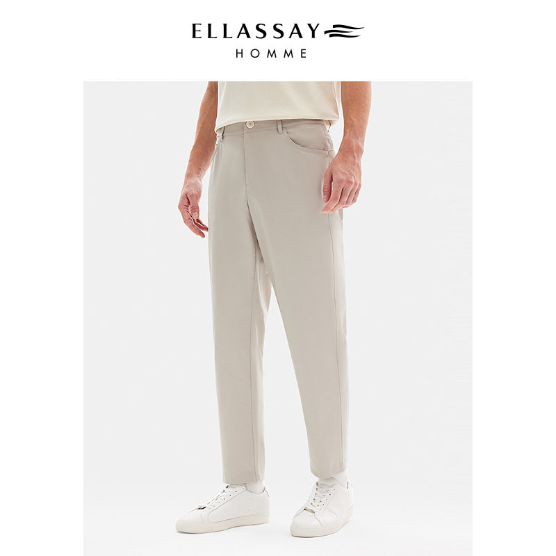 ELLASSAY歌力思男装25年夏季棉混纺休闲西裤修身直筒长裤