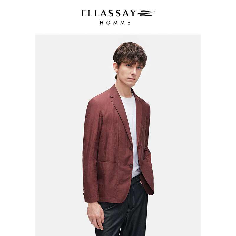 ELLASSAY歌力思男装25年秋冬进口塔夫绸薄款西装外套EME363T00500