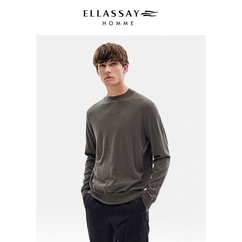 ELLASSAY歌力思男装新款针织毛衣山羊绒毛衫简约款EME354M00800