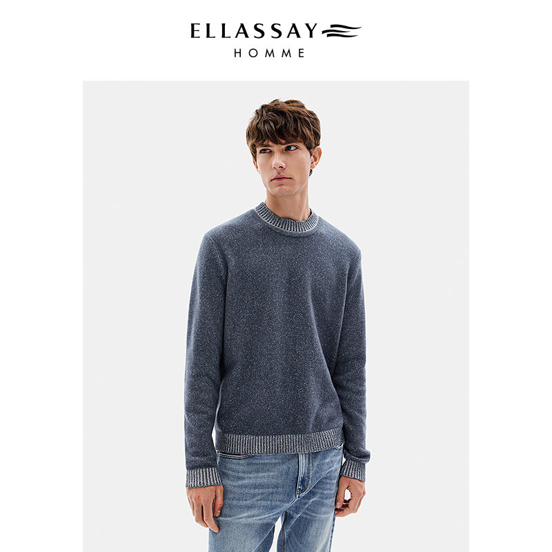 ELLASSAY歌力思男装羊毛混纺针织毛衫圆领套头毛衣EME354M02000