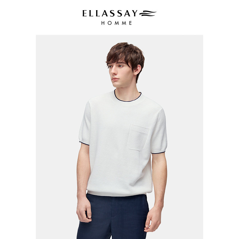 ELLASSAY歌力思男装26年春夏高品质亚麻棉短袖T恤EME372M02300