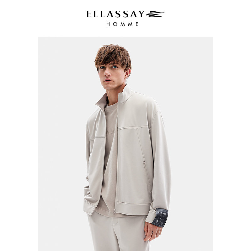 ELLASSAY歌力思男装秋新款进口SUBLIME纤维拉链式夹克外套男