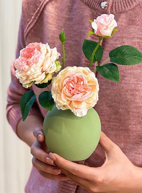 玫瑰花假花仿真花高级感逼真餐桌玄关装饰花家居花艺摆件插花摆设