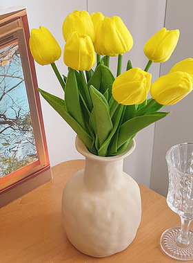 ins风仿真花高档花瓶加郁金香假花摆设餐桌客厅花艺摆件家居装饰