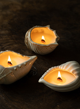 海螺香薰蜡烛罐陶瓷烛台装饰摆件