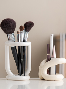 简约牙刷架陶瓷化妆刷收纳盒笔筒