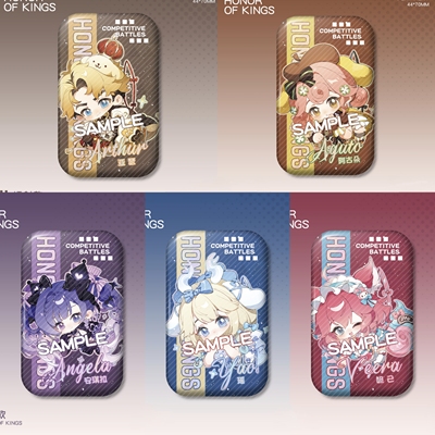 王者荣耀阿古朵瑶安琪拉妲己亚瑟长条方形双闪吧唧徽章同人谷周边