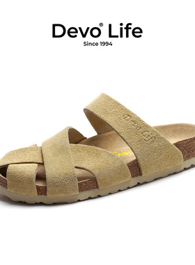 Devo Life的沃软木拖鞋女包头平底防滑夏季休闲时尚凉拖鞋 24023