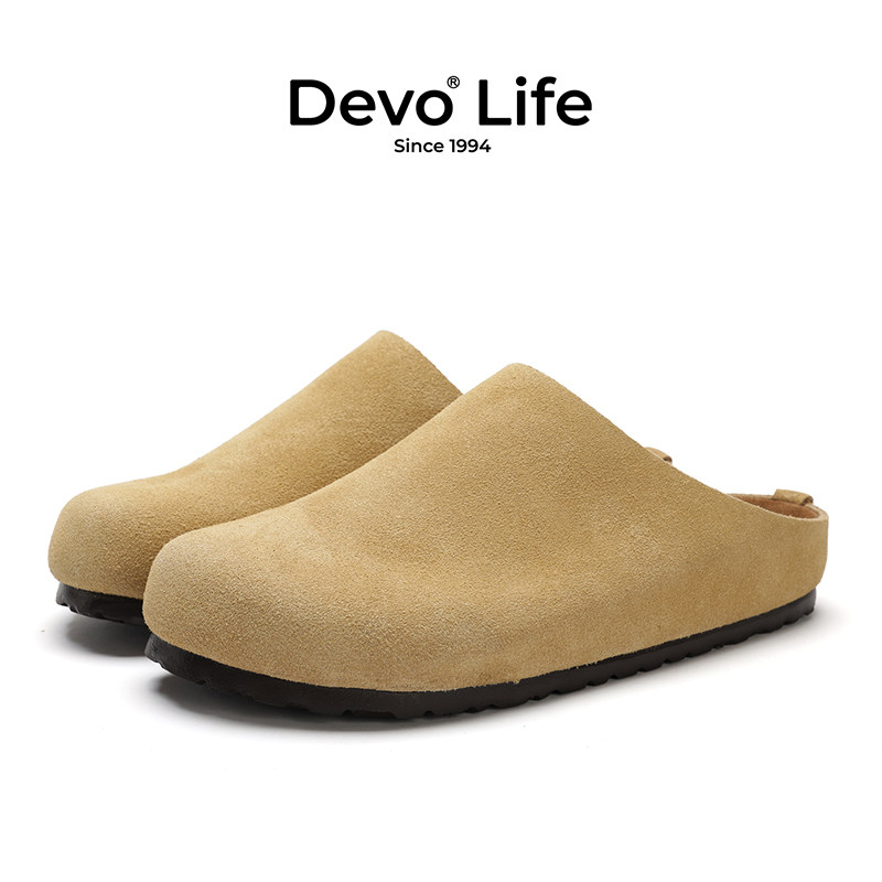 Devo Life博肯鞋懒人一脚蹬外穿包头半拖鞋休闲情侣软木鞋26001