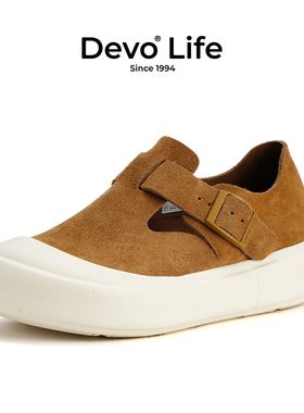 Devo/的沃软木拖鞋包头女休闲增高厚底时尚全包勃肯鞋24120