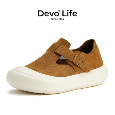 Devo/的沃软木拖鞋包头女休闲增高厚底时尚全包勃肯鞋24120