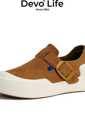 Devo Life的沃全包勃肯鞋女软木鞋厚底休闲鞋平底单鞋 24090W