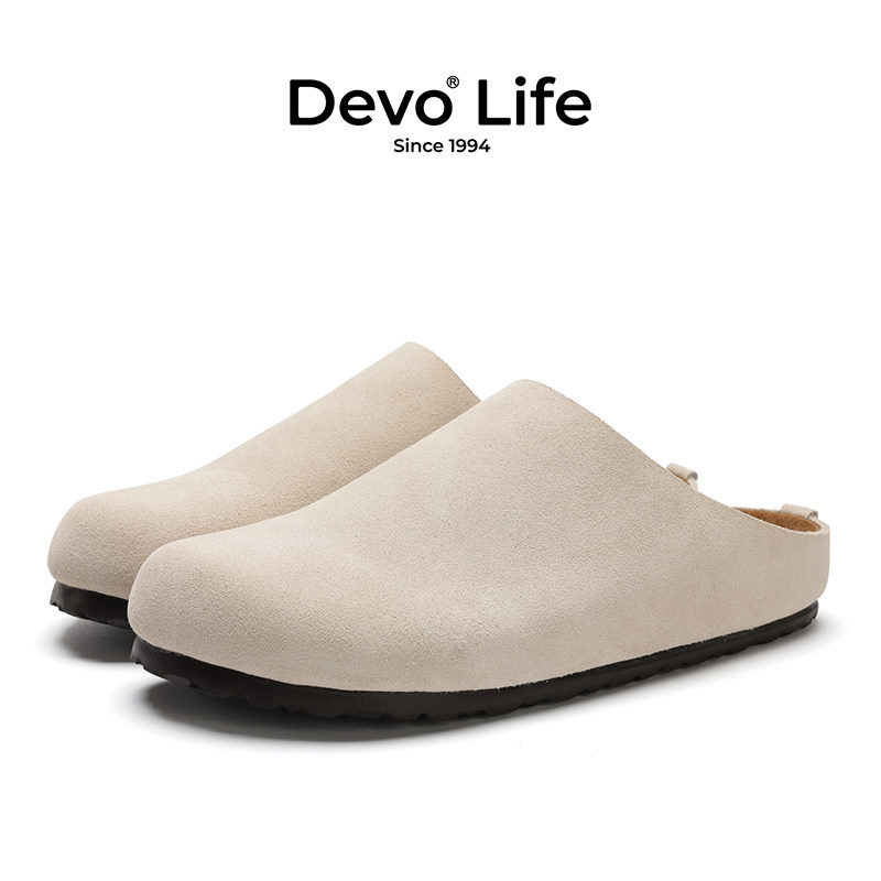 Devo Life博肯鞋包头半拖鞋休闲外穿懒人一脚蹬情侣软木鞋26001
