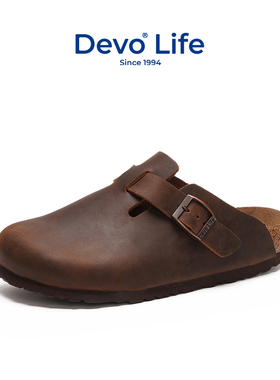 Devo Life软木拖鞋男女同款包头拖休闲拖鞋复古欧美情侣拖鞋 3624