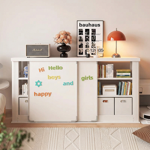 图书馆白板门书架儿童落地绘本架客厅靠墙自然边幼儿园推拉门书柜