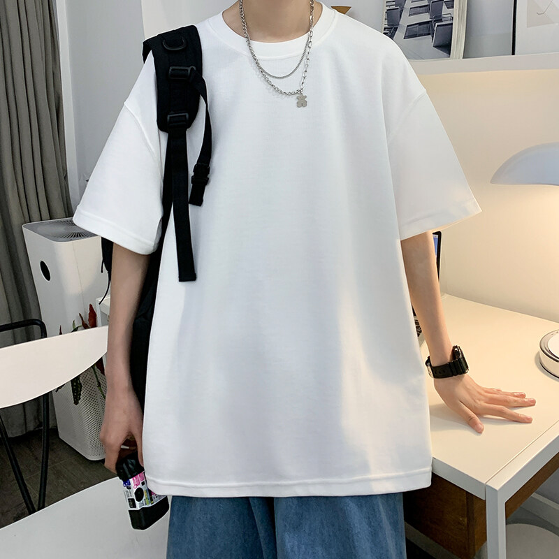 200克纯棉大肚子纯色光版大码T恤