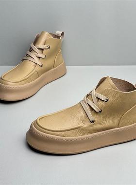 陷进去了~一年四季都能穿的潮牌马丁靴原皮面青年厚底男款工装靴