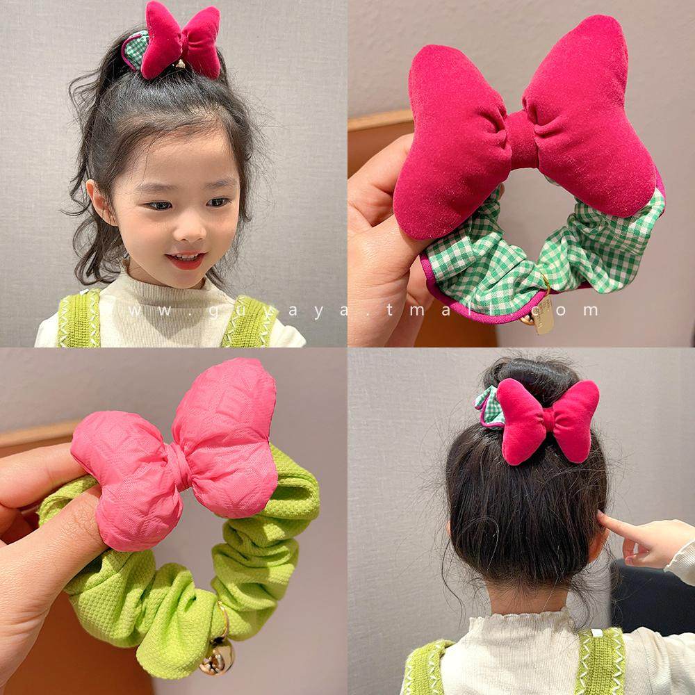 在逃公主~梅果酱蝴蝶结儿童发圈韩版撞色设计感女孩甜美发饰头绳