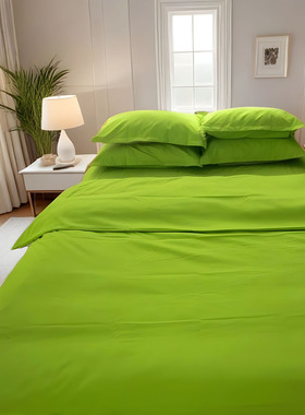 ins纯色四件套绿色床单床笠被套蓝色学生宿舍三件套被罩床上用品4