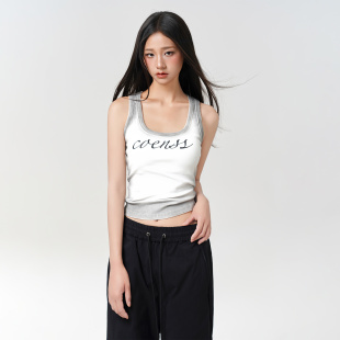 LOUZING2025夏新款美式短款辣妹上衣高级感显瘦带胸垫吊带背心潮