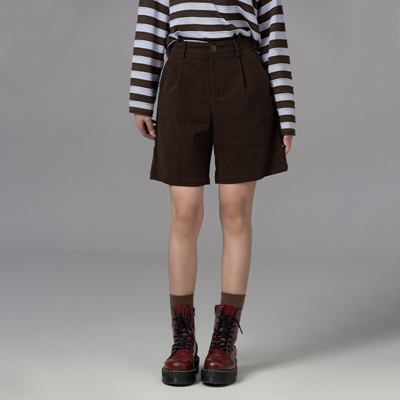 高腰通勤休闲短裤纯色五分裤