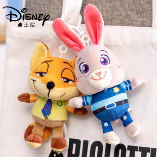 迪士尼疯狂动物城周边朱迪警官尼克狐狸毛绒包包小挂件公仔钥匙扣