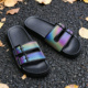 男鞋 百搭沙滩鞋 潮流时尚 反光渐变色小众软底凉鞋 一字拖韩版 凉拖鞋