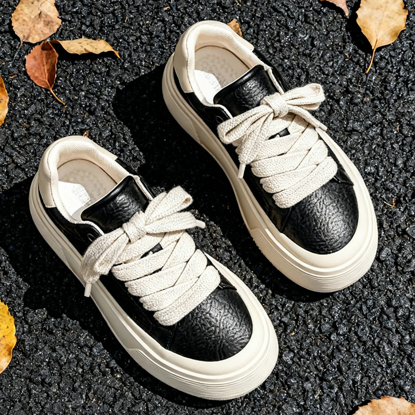 板鞋男鞋子夏季透气面包鞋厚底低帮皮面复古学生青少年休闲鞋男生