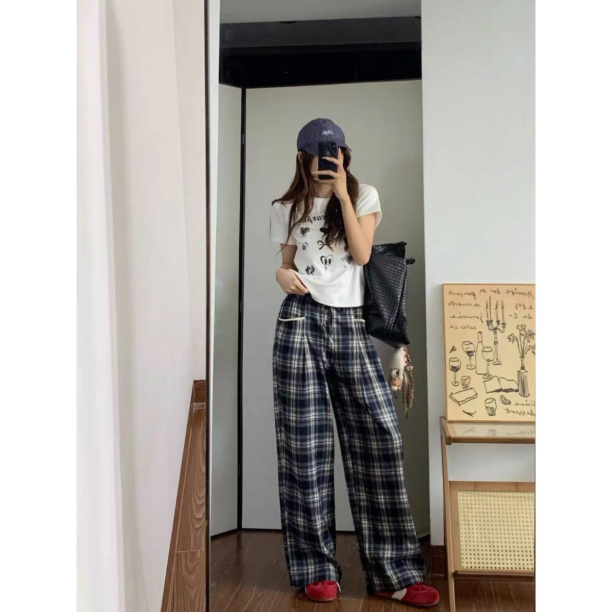 夏薄款抽绳宽松阔腿裤长裤裤子