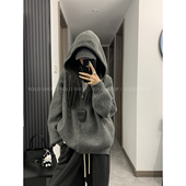 YOUMI 自留实穿派 韩系慵懒风宽松显瘦连帽拉链毛衣外套女