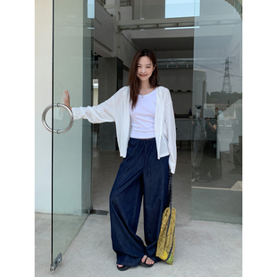 YOUMI 海盐冰柠茶 轻薄垂感连帽针织开衫女夏防晒透气罩衫