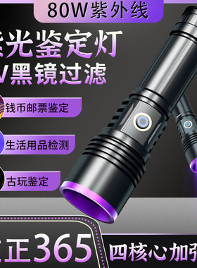 365nm紫光灯鉴定专用紫外线手电筒紫光防伪验钞荧光检测伍德氏灯