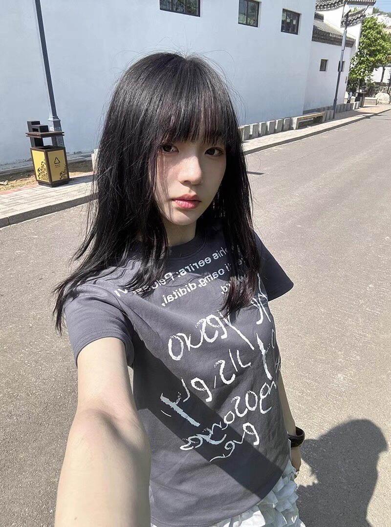 美式复古高街辣妹字母套头短袖t恤女夏季显瘦原宿风休闲百搭上衣