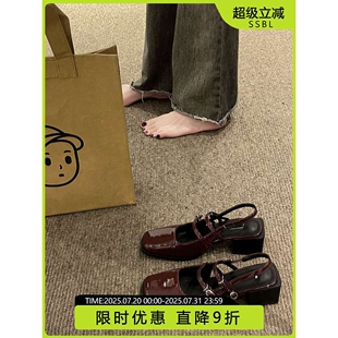 一字带粗跟单鞋 新款 法式 女2025年春季 仙女风温柔鞋 子百搭包头凉鞋