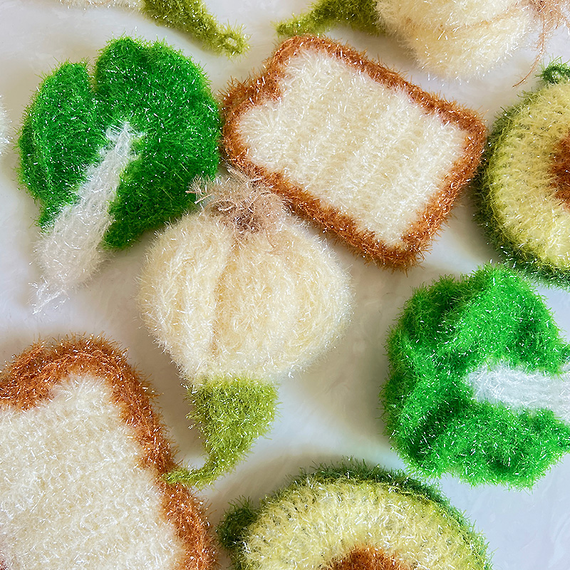 可爱吐司大蒜牛油果洗碗巾