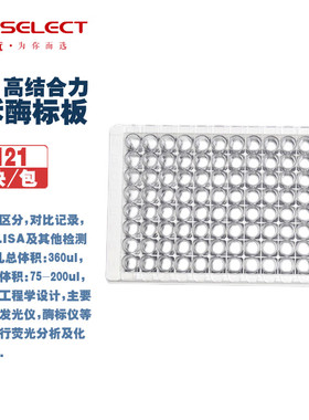 LABSELECT 甄选 31121/2/3/31141/2/3/32221 8/96孔可拆酶标板,全黑/白酶标条,高/中结合力,独立包装 25块/包