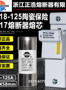 正浩正熔熔断器熔芯RO17 R017 RT14 RT18-125 22X58mm陶瓷保险丝